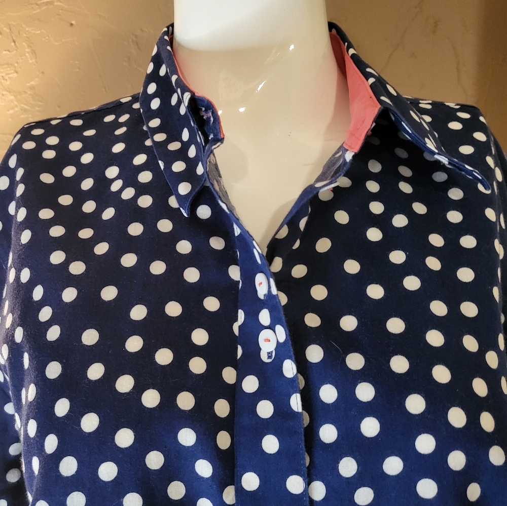 Navy Polka Dot collar Shirt